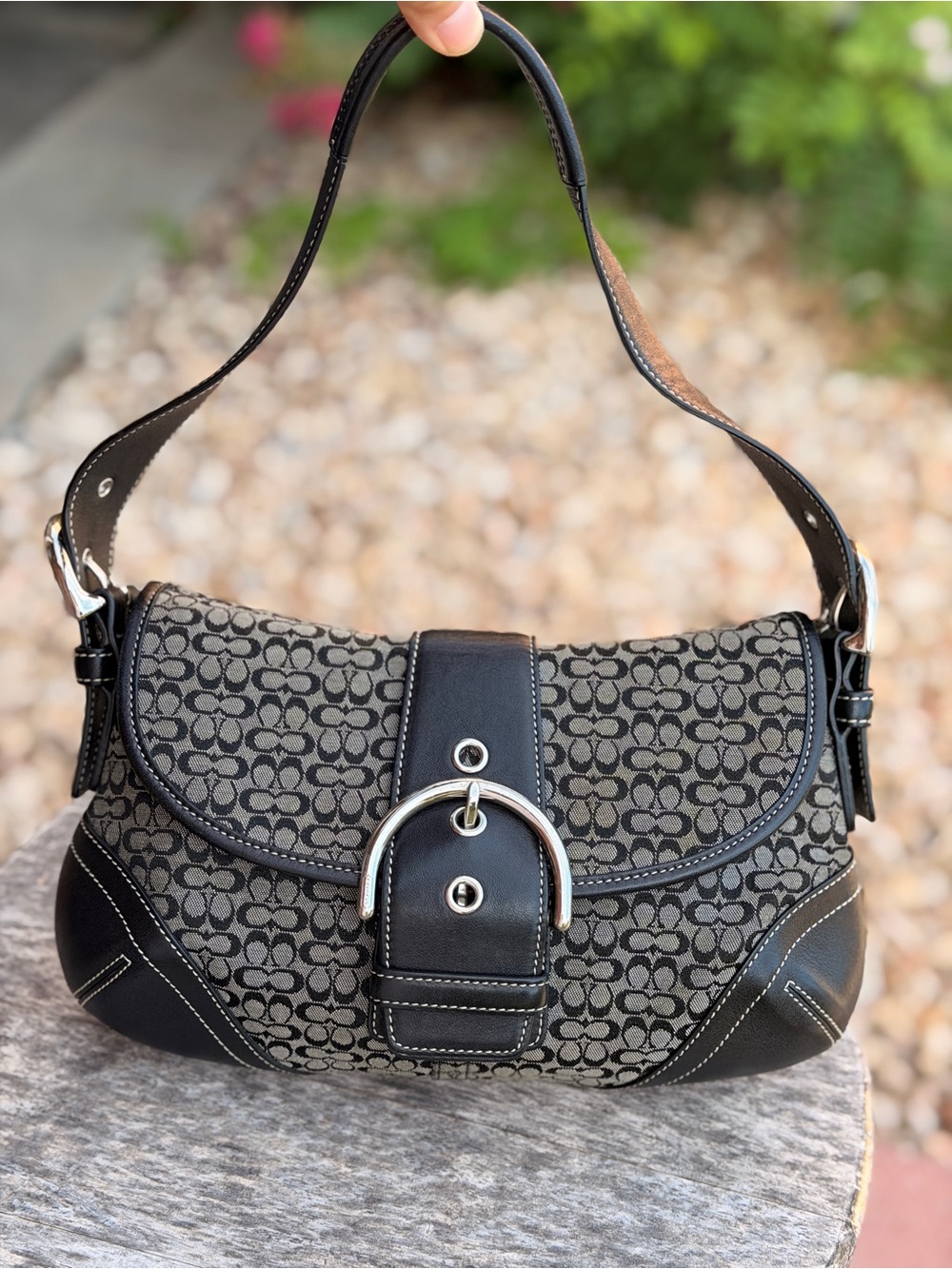 Coach 6818 Vintage Soho Black Leather And Signature C Canvas